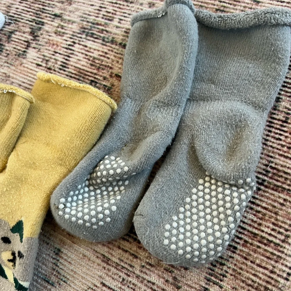 Baby Gripper Cozy Animal Print Socks Set - White, Yellow, Gray